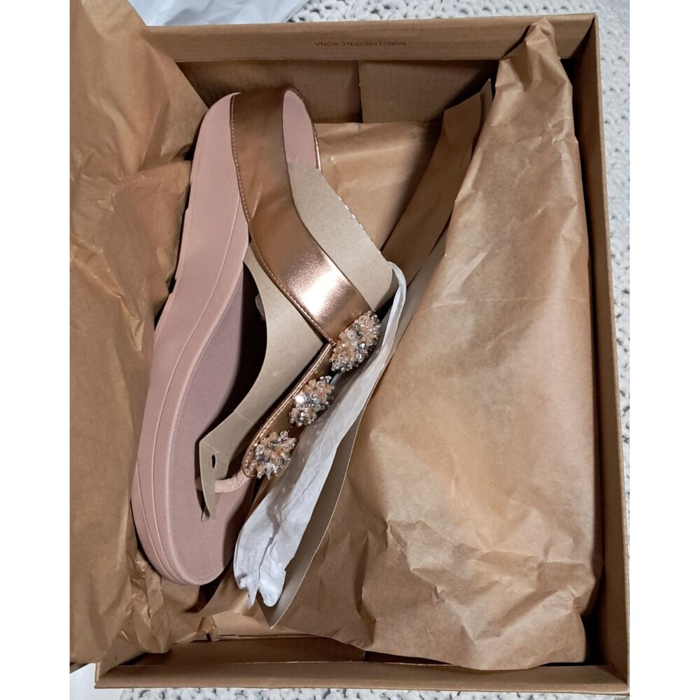 FitFlop Galaxy  Toe-Thong Slip Sandals Wedge Rose Gold US 10 EUR 41 NIB - Picture 5 of 16